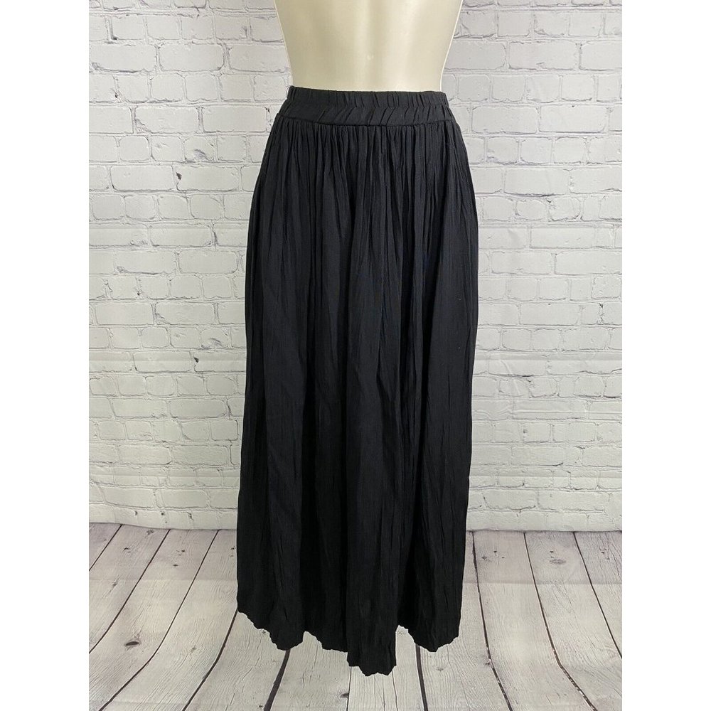 VTG Stonebridge Black Pull On Lined Elastic Waistband Long Flowy Maxi Skirt PL